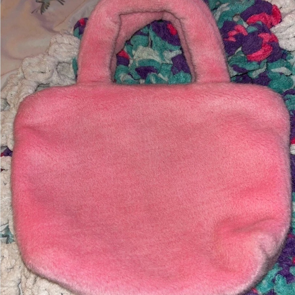Hello Kitty Sanrio Pink Heart Faux Fur Plush Bag Purse - Picture 5 of 10